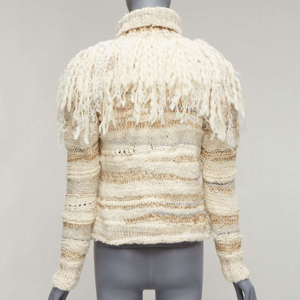 Prabal Gurung Fringe Crochet Sweater Beige Wool Never worn - Box View
