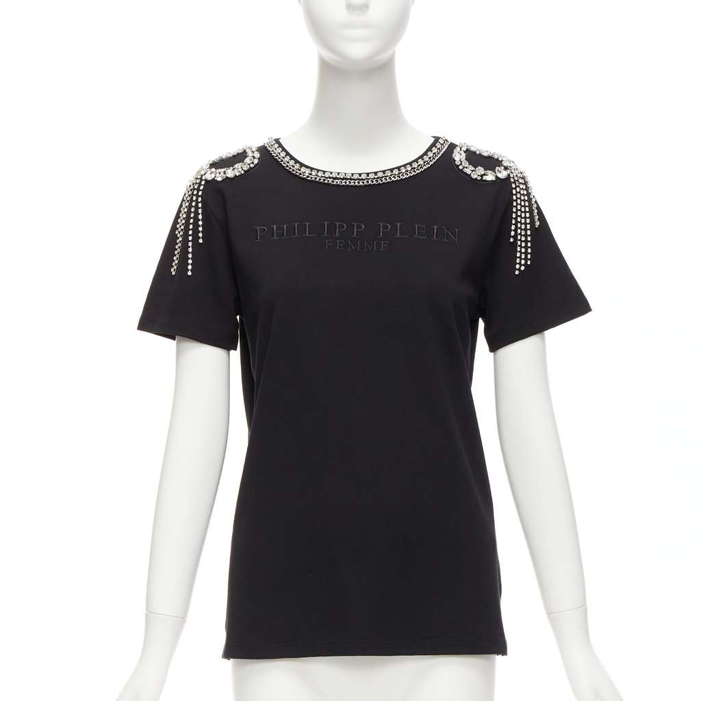 Philipp Plein Crystal Fringe Shirt Black Cotton Never worn - Inside View