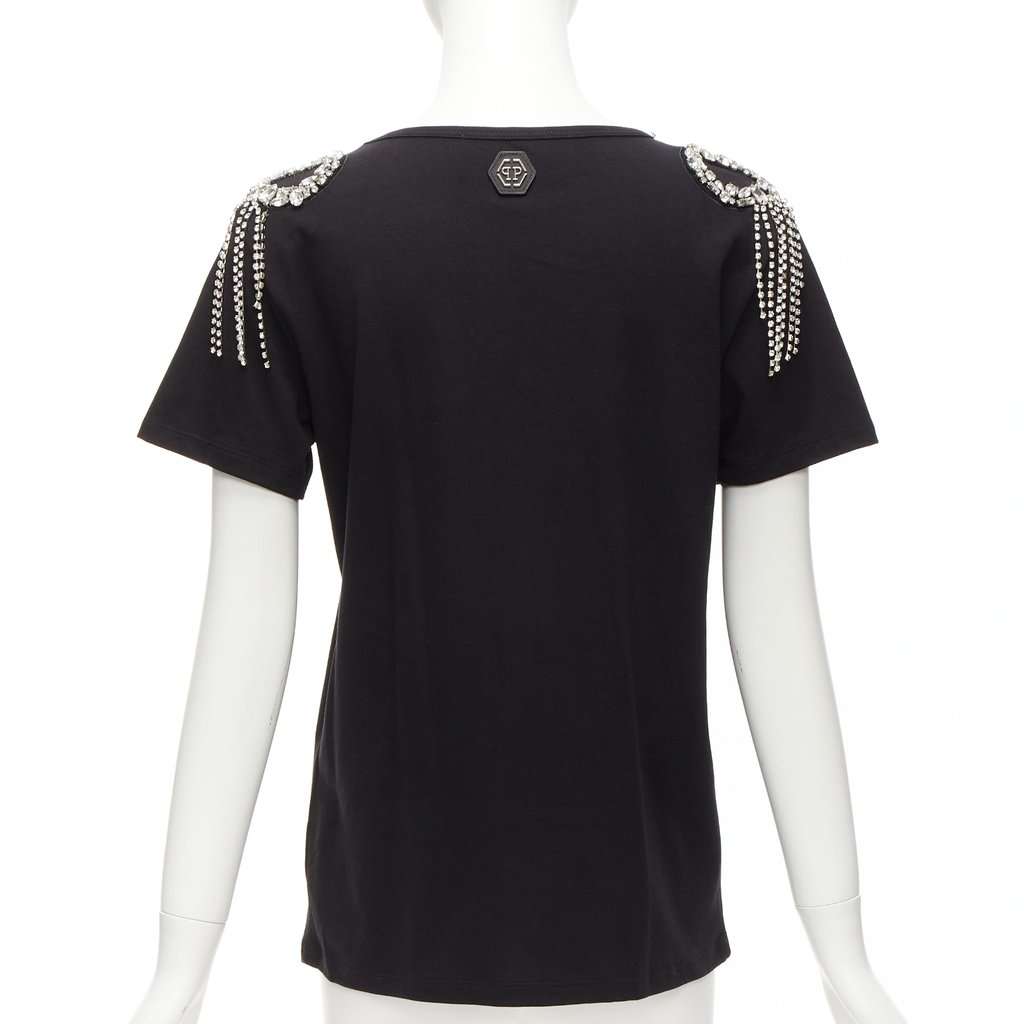 Philipp Plein Crystal Fringe Shirt Black Cotton Never worn - Box View