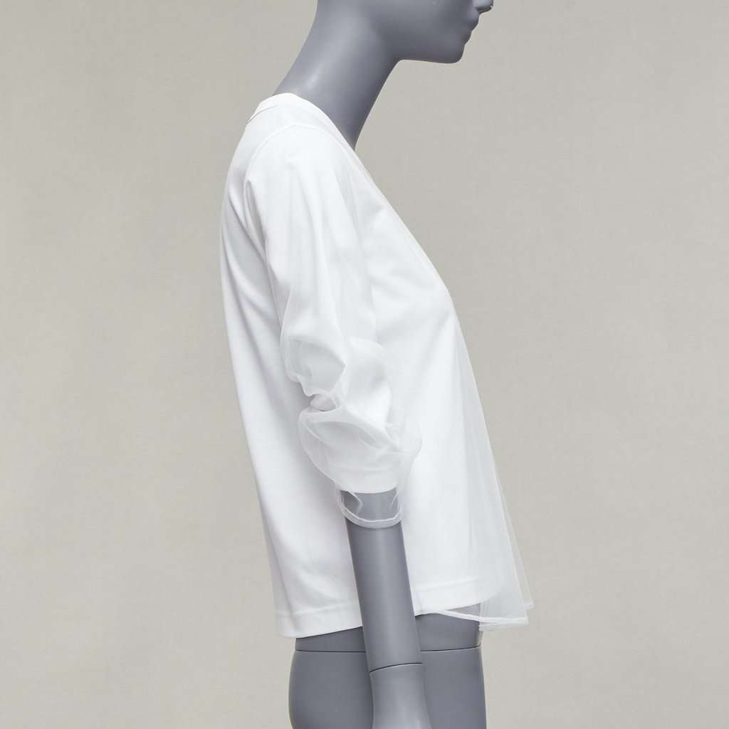 Noir Kei Ninomiya Tulle Overlay Shirt White Cotton Never worn - Model View