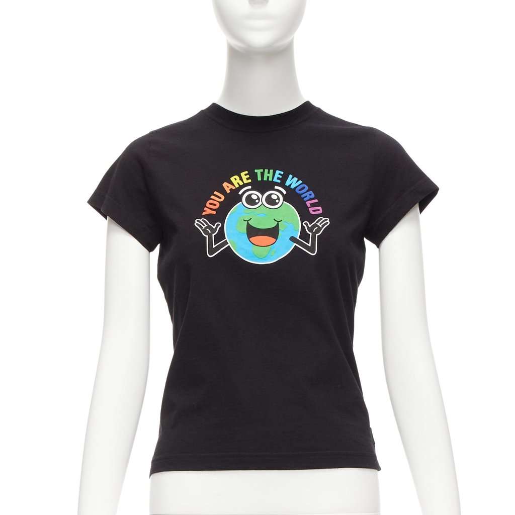 Balenciaga Rainbow Globe Shirt Black Cotton Never worn - Front View