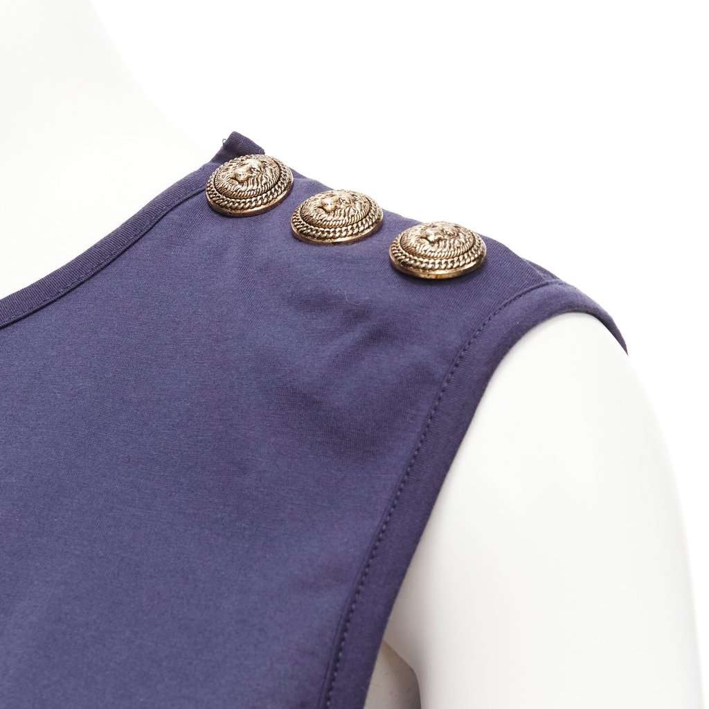Balmain Foil Logo Tank Navy Cotton Very good condition - Back View