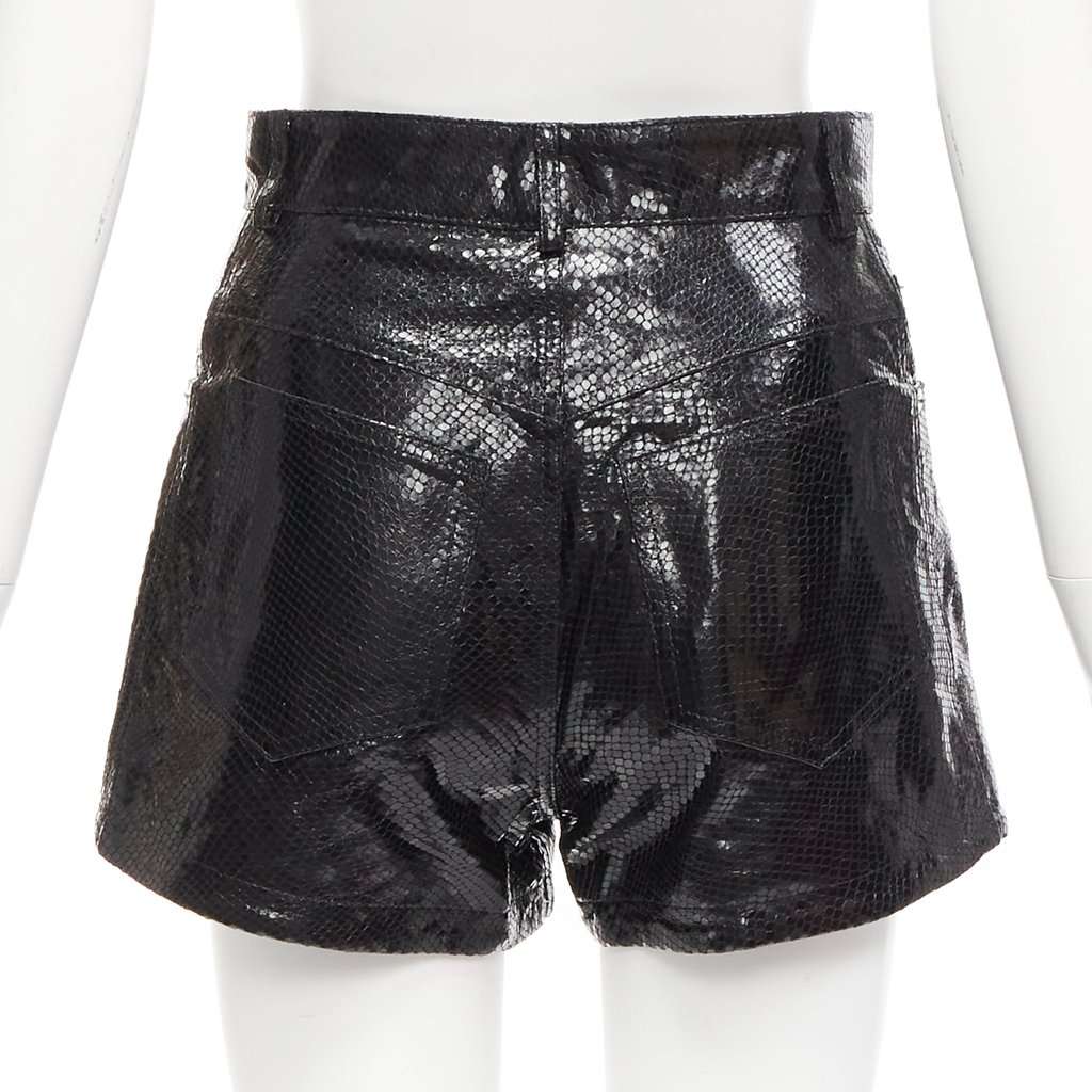 Manokhi Scaled Leather Shorts Black Leather Never worn - Box View