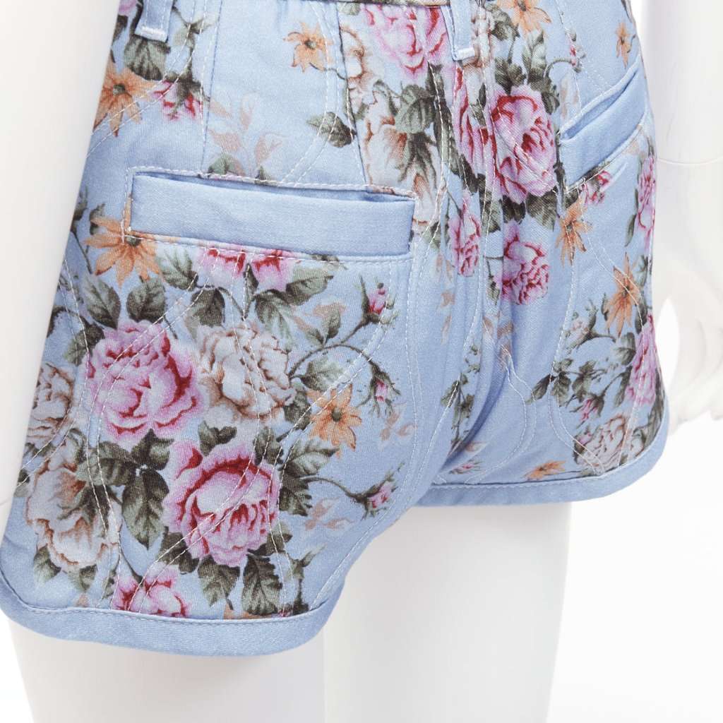 Dsquared2 Floral Bloomer Shorts Blue Cotton Never worn - Back View