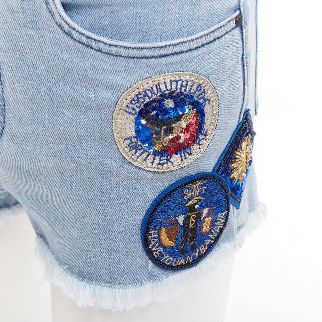 MR & MRS ITALY Paint Denim Shorts Blue Cotton Never worn - Back View