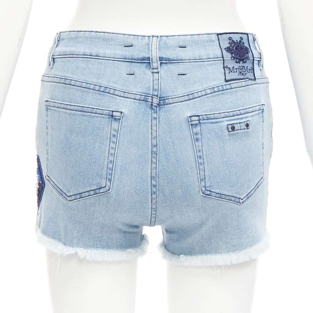 MR & MRS ITALY Paint Denim Shorts Blue Cotton Never worn - Box View