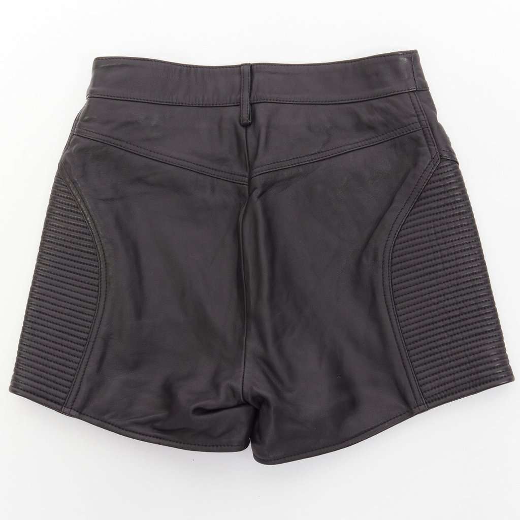 Just Cavalli Motorcycle Ribbed Shorts Black Leather Very good condition - Back View