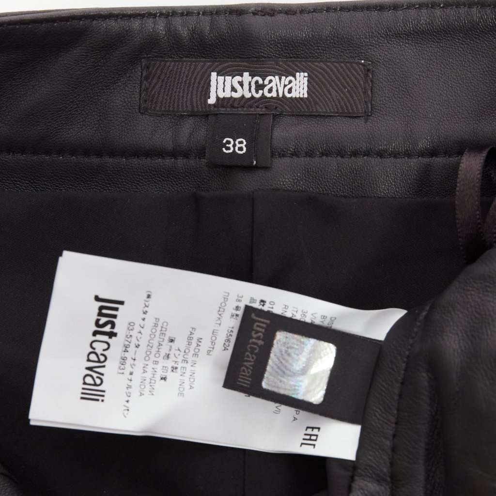 Just Cavalli Motorcycle Ribbed Shorts Black Leather Very good condition - Box View