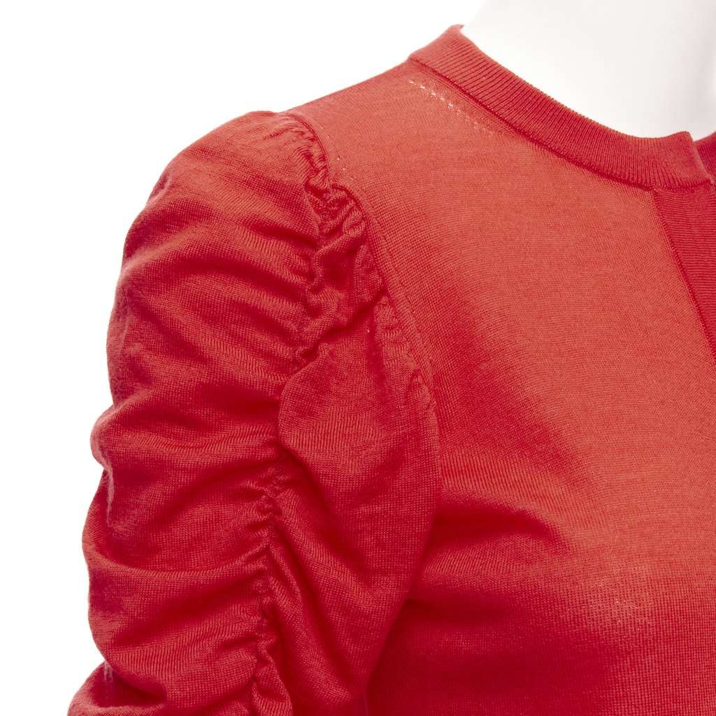 Dice Kayek Ruched Sleeve Cardigan Red Wool Never worn - Back View