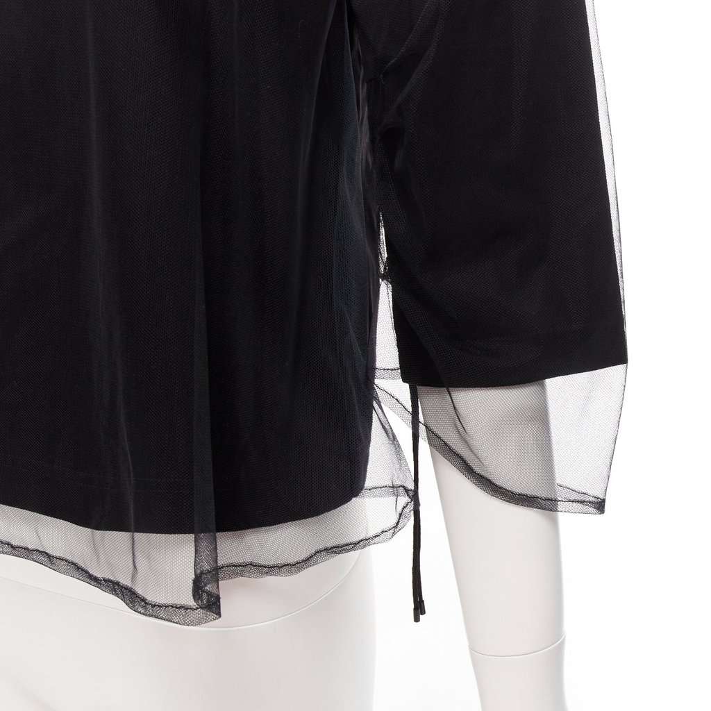 Noir Kei Ninomiya Tulle Ruched Shirt Black Cotton Never worn - Back View