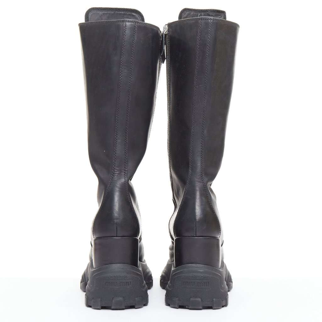 Miu Miu Black Leather Boots Black Leather Good condition - Box View