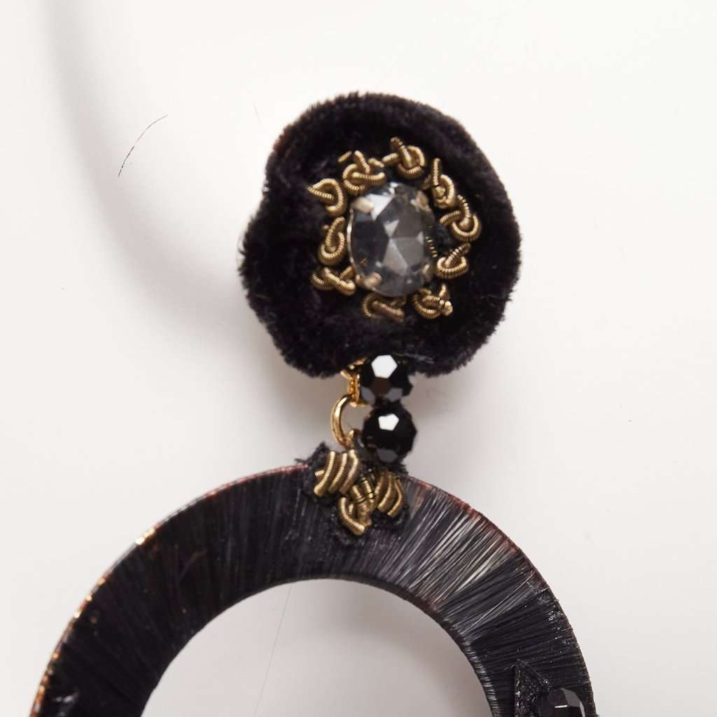 Ranjana Khan Feather Bow Earrings Brown Fur Fair condition - Model View