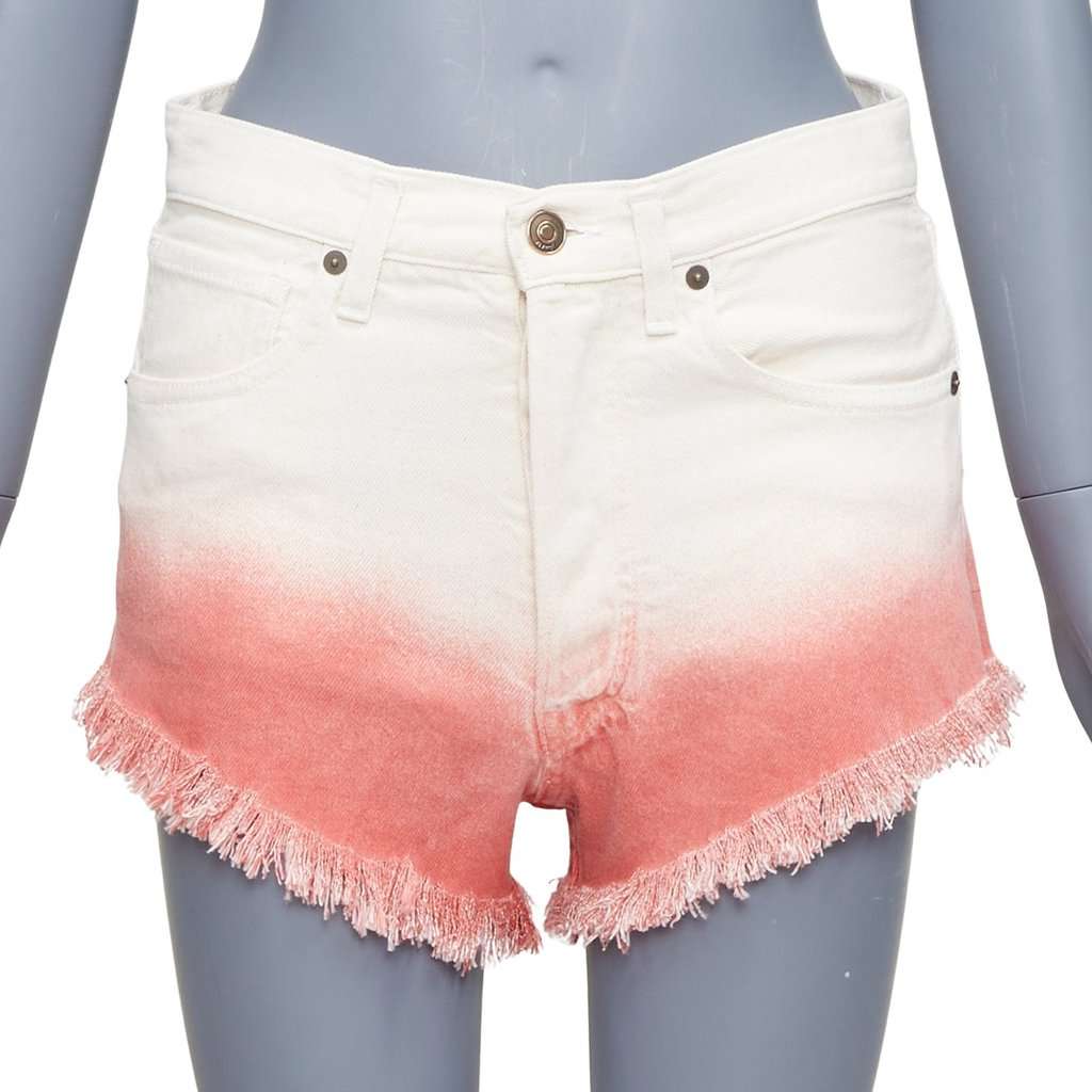 Alanui Ombre Denim Shorts Beige Cotton Never worn - Front View