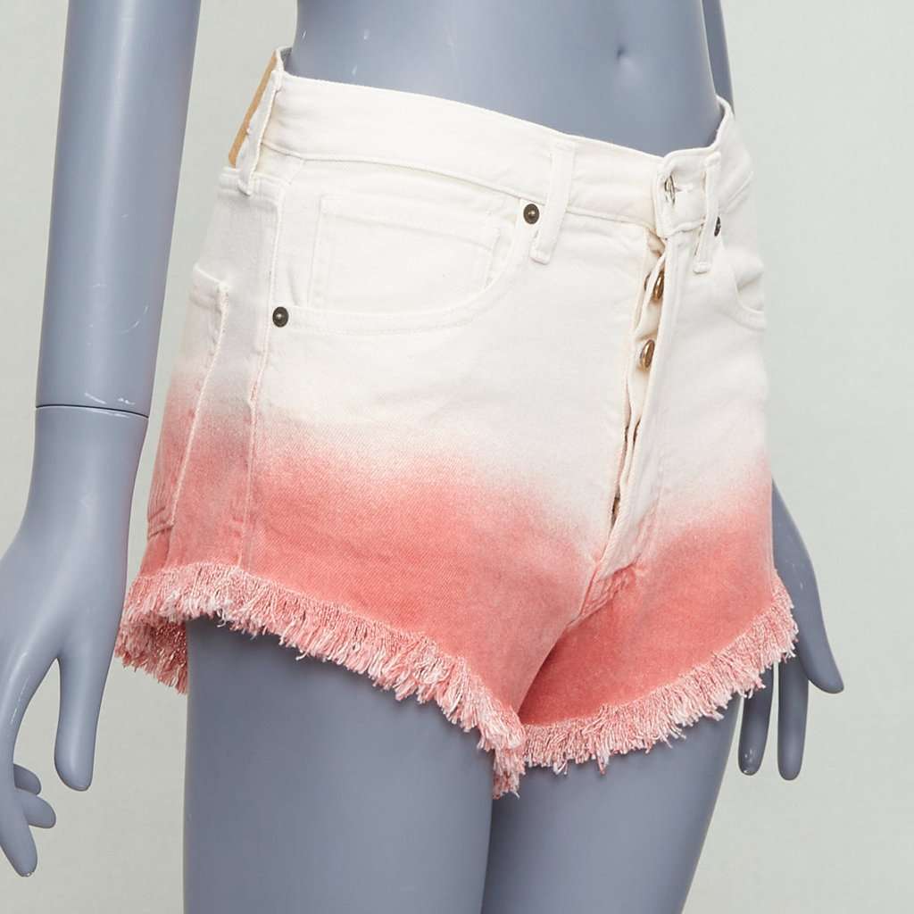 Alanui Ombre Denim Shorts Beige Cotton Never worn - Back View