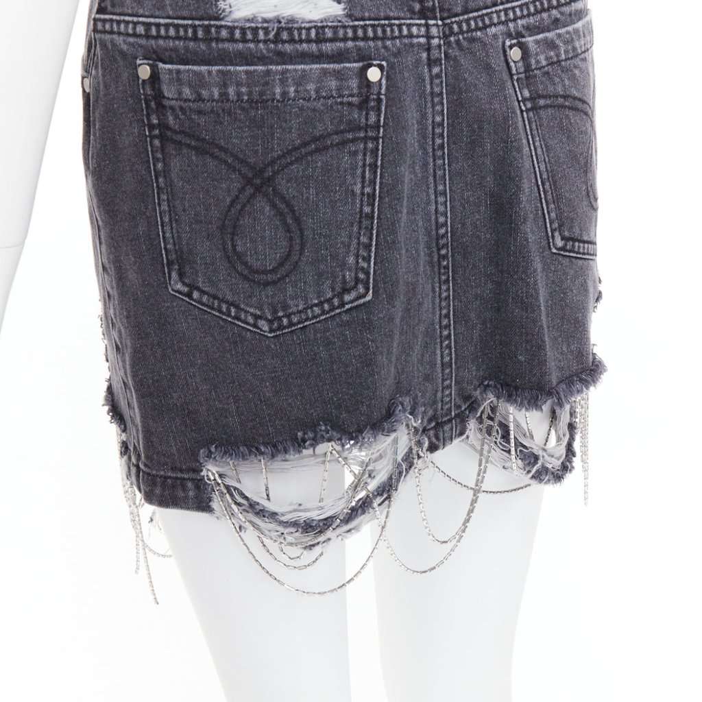 Mark Gong Beaded Fringe Skirt Grey Very good condition - Back View
