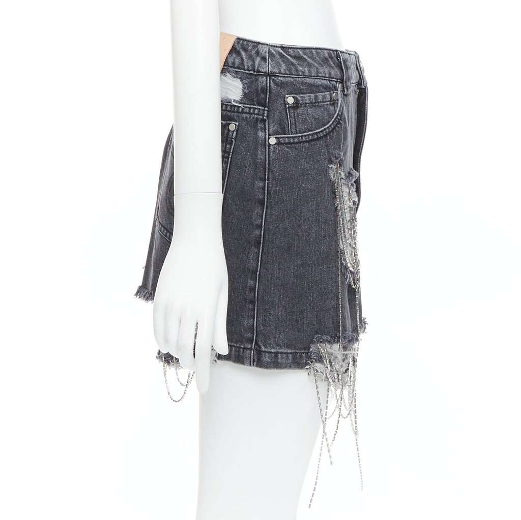 Mark Gong Beaded Fringe Skirt Grey Very good condition - Model View