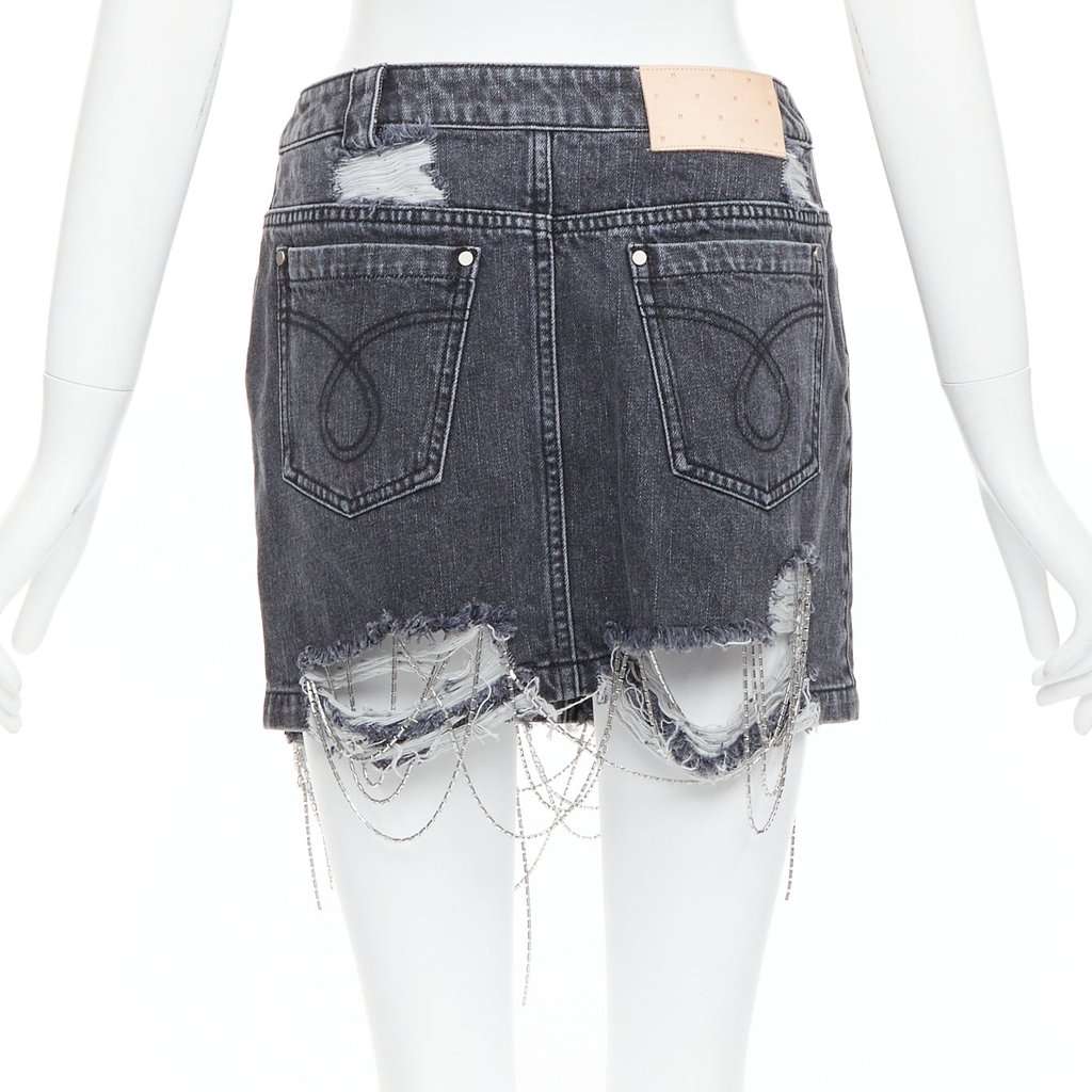 Mark Gong Beaded Fringe Skirt Grey Very good condition - Box View