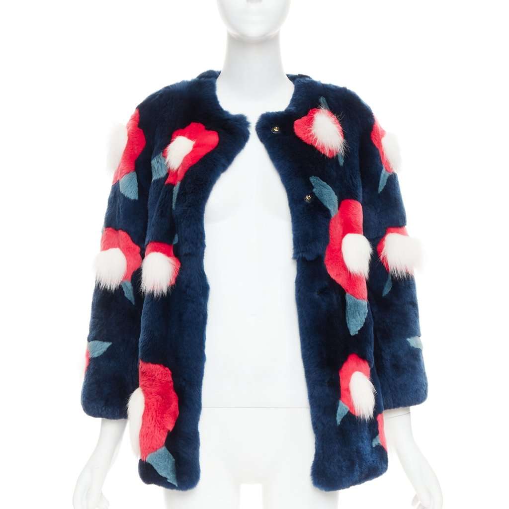 Yves Salomon Navy Fur Coat Navy Fur Very good condition - Inside View