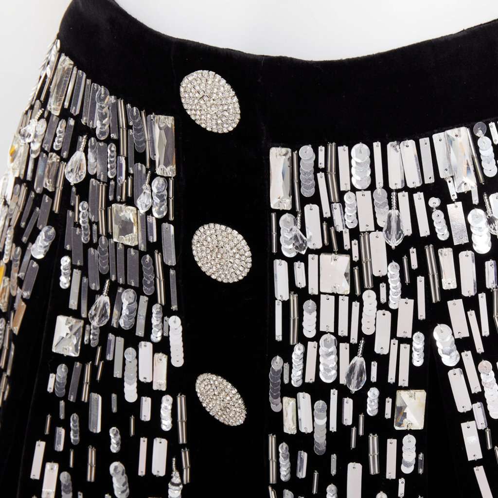 Balmain Embellished Skater Black Velvet Very good condition - Back View