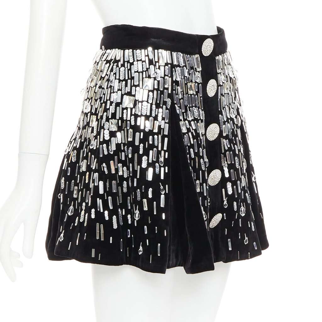 Balmain Embellished Skater Black Velvet Very good condition - Inside View