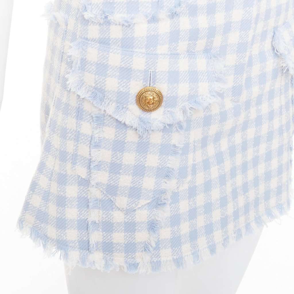 Balmain Blue Cotton Skirt Blue Cotton Very good condition - Back View