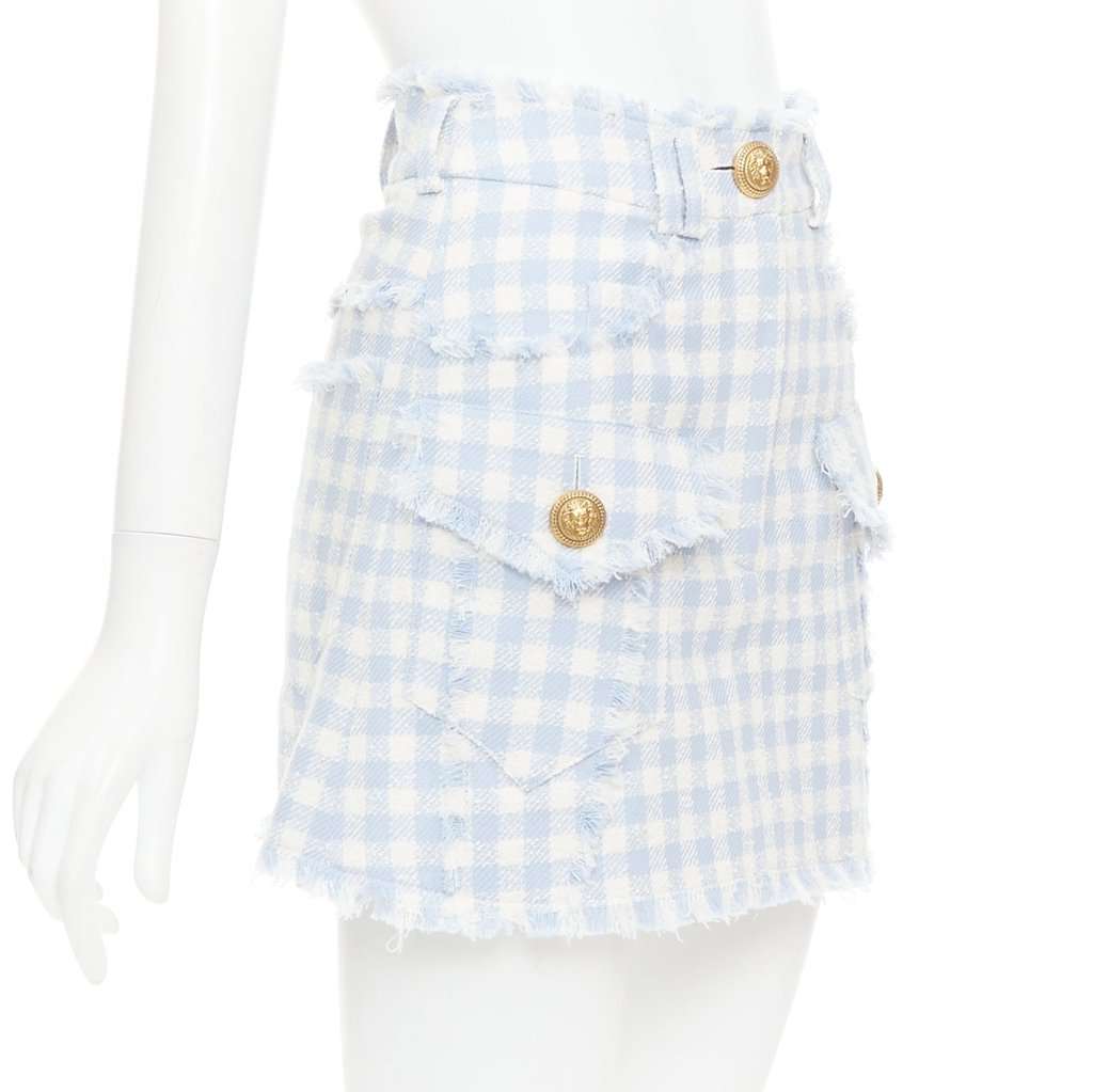 Balmain Blue Cotton Skirt Blue Cotton Very good condition - Inside View