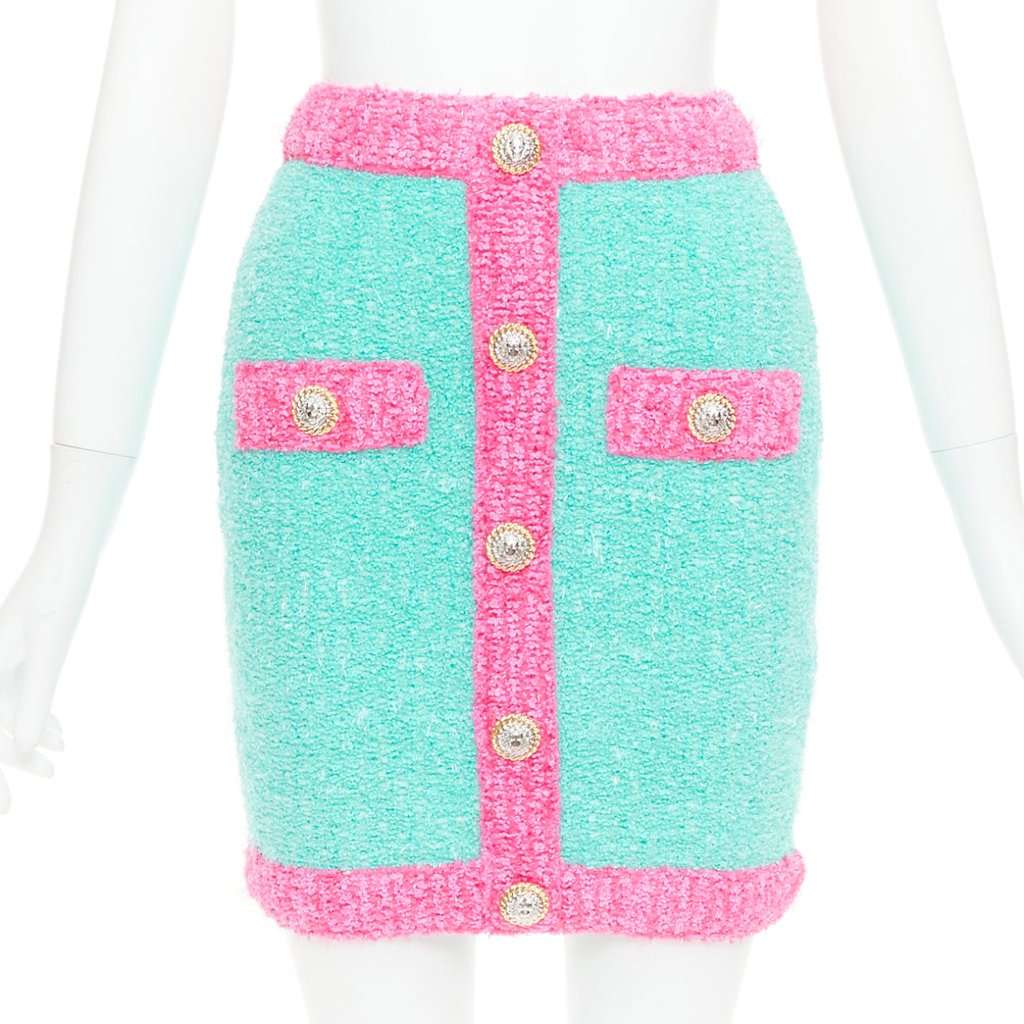 Balmain Blue Cotton Skirt Blue Cotton Very good condition - Front View