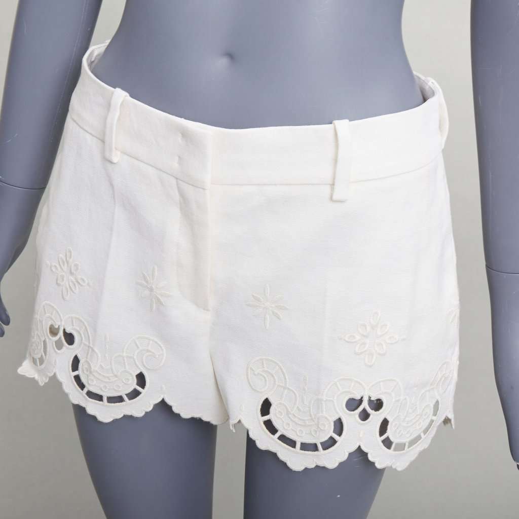 Ermanno Scervino Sangallo Scalloped Shorts Beige Cotton Very good condition - Back View