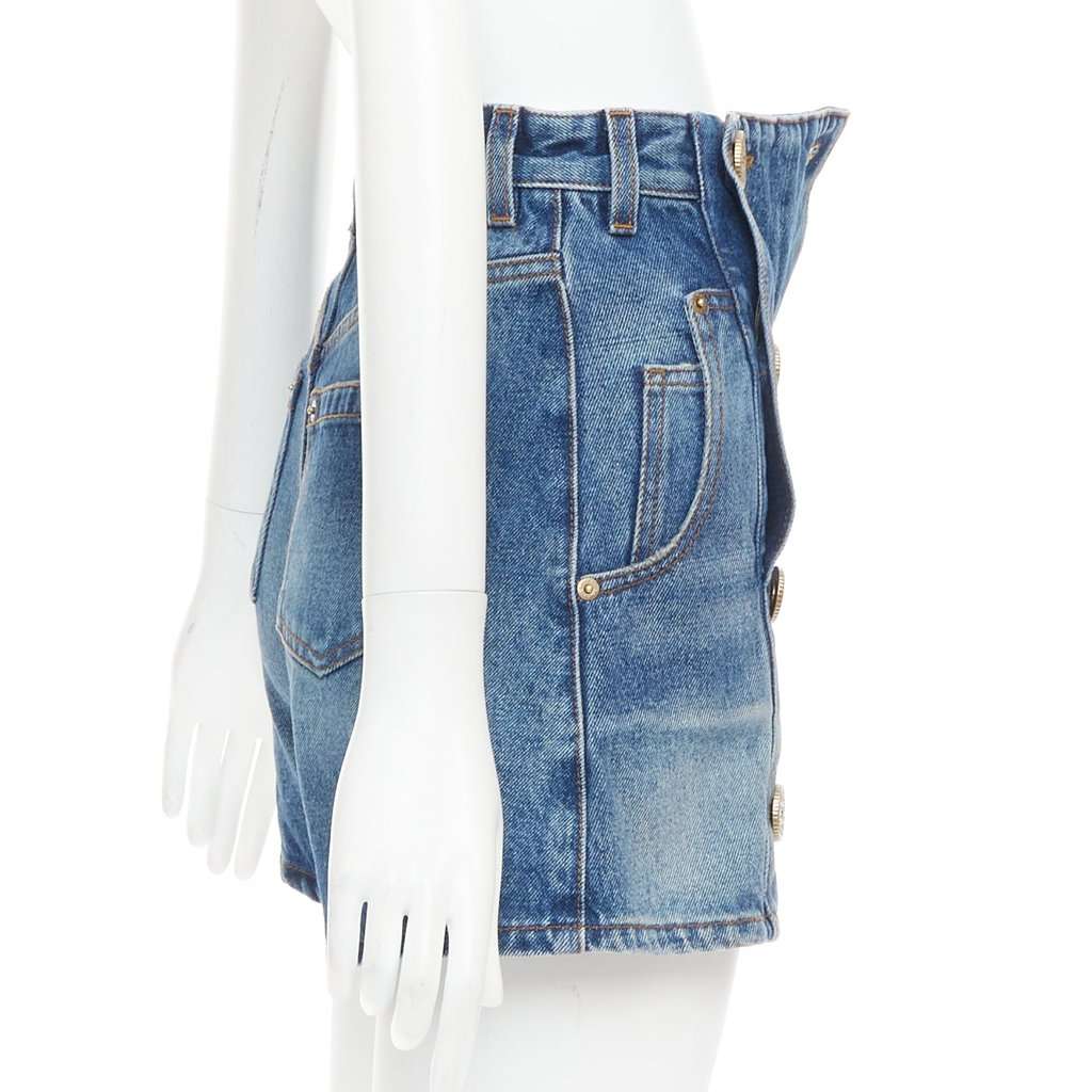 Balmain Blue Denim Skirt Blue Denim Very good condition - Model View