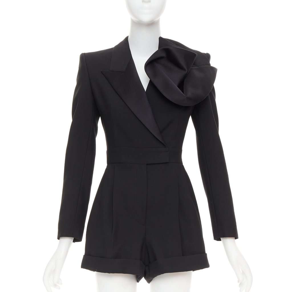 Alexander McQueen Orchid embellished playsuit Black Silk Very good condition - Front View