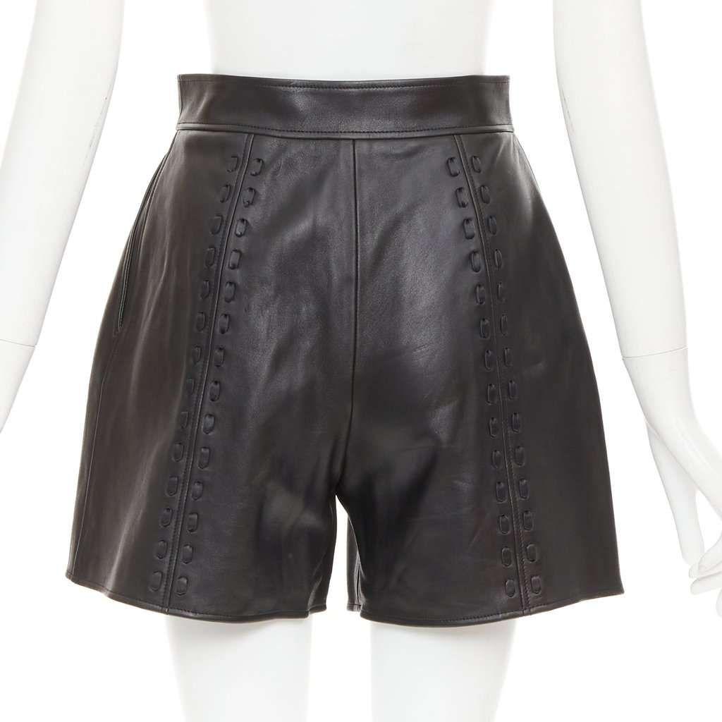 Alexander McQueen Black Leather Shorts Black Leather Very good condition - Box View