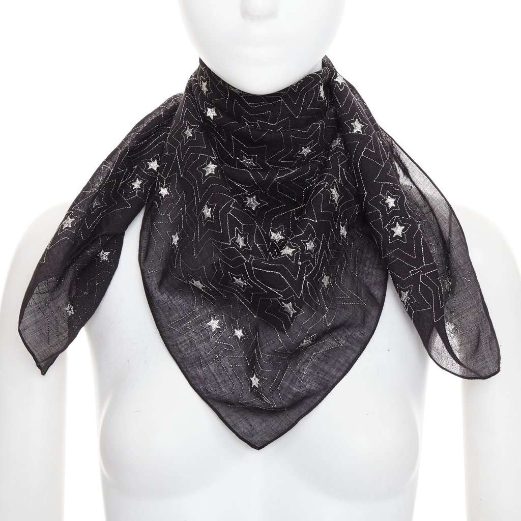 Saint Laurent Black Cotton Scarf Black Cotton Very good condition - Front View