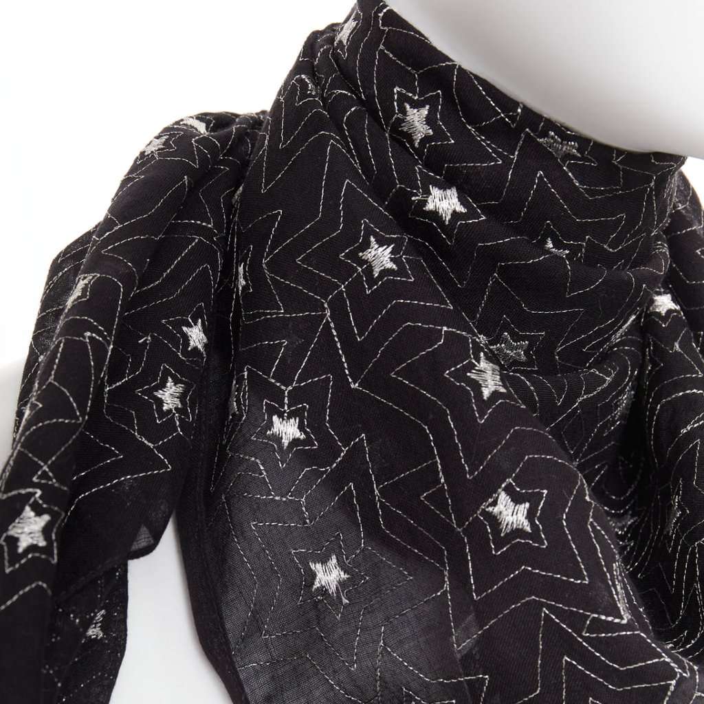 Saint Laurent Black Cotton Scarf Black Cotton Very good condition - Back View