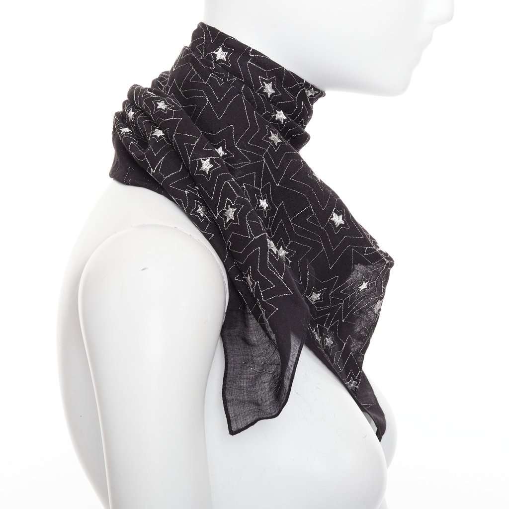 Saint Laurent Black Cotton Scarf Black Cotton Very good condition - Model View
