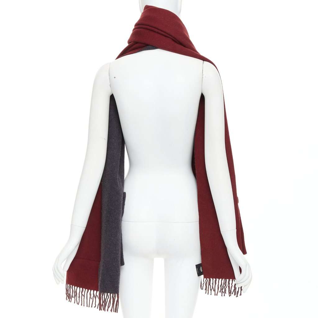 Fendi Burgundy Cashmere Scarf Burgundy Cashmere Very good condition - Box View