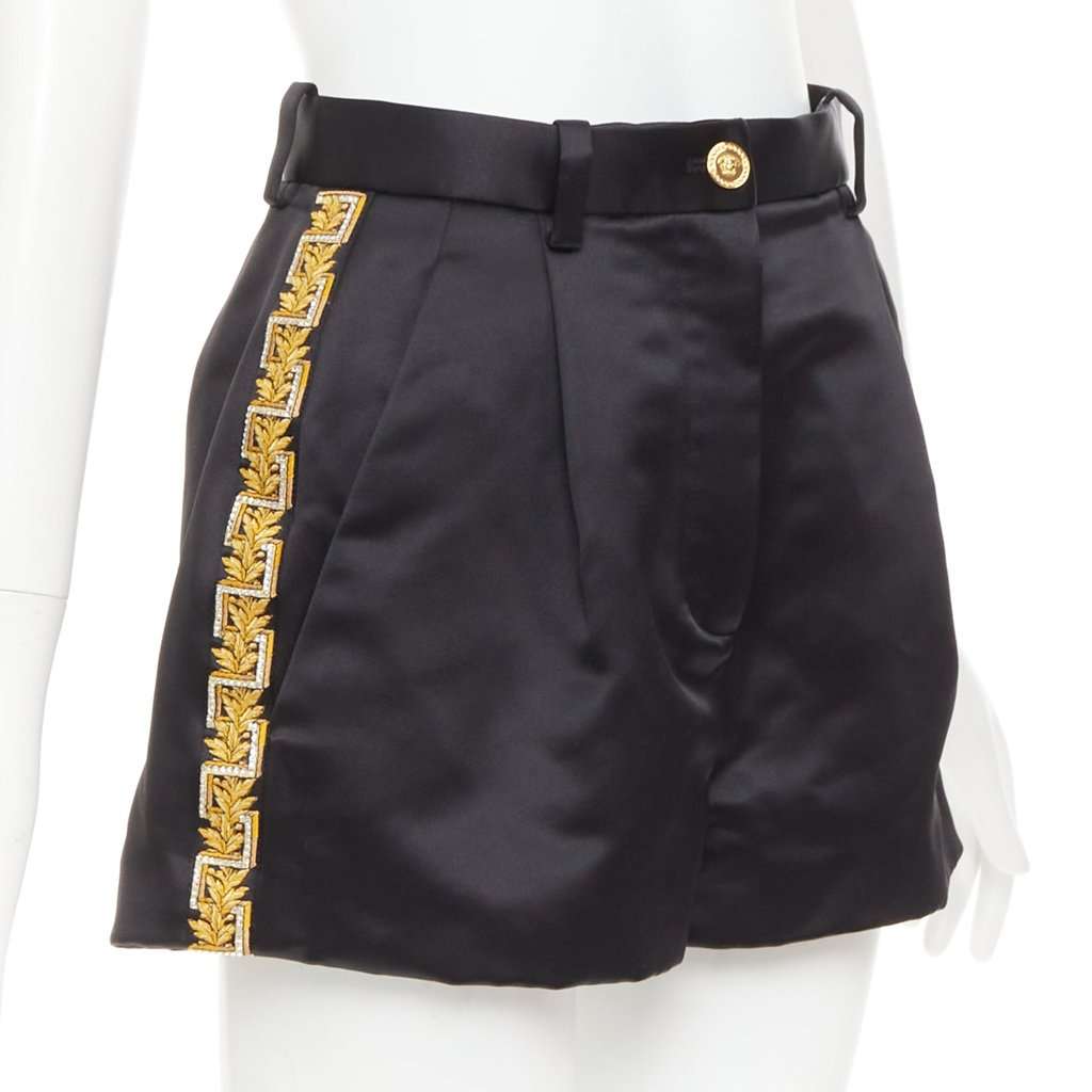 Versace Black Polyester Shorts Black Polyester Very good condition - Front View
