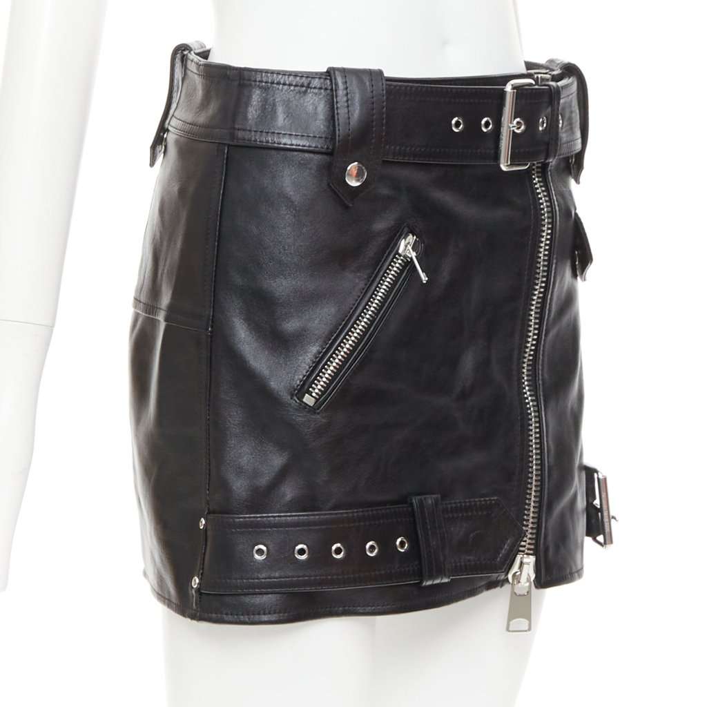 Alexander McQueen Black Leather Skirt Black Leather Very good condition - Inside View