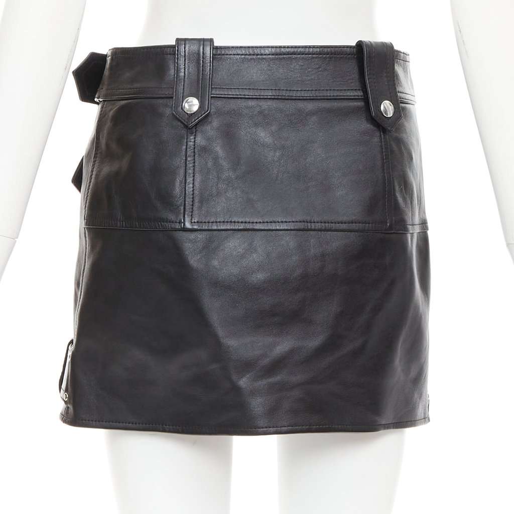 Alexander McQueen Black Leather Skirt Black Leather Very good condition - Box View