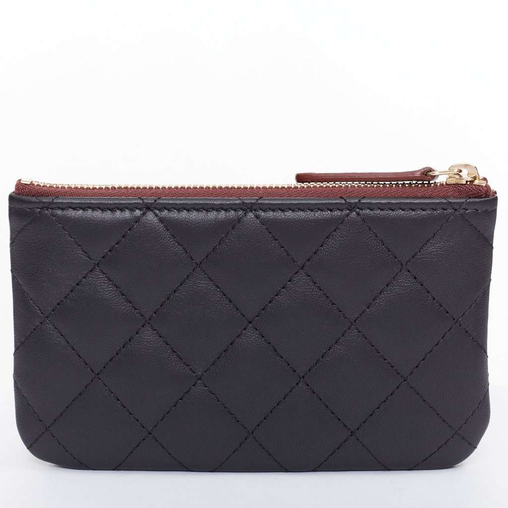Chanel CLASSIC SMALL ZIPPED POUCH Black Leather Very good condition - Back View