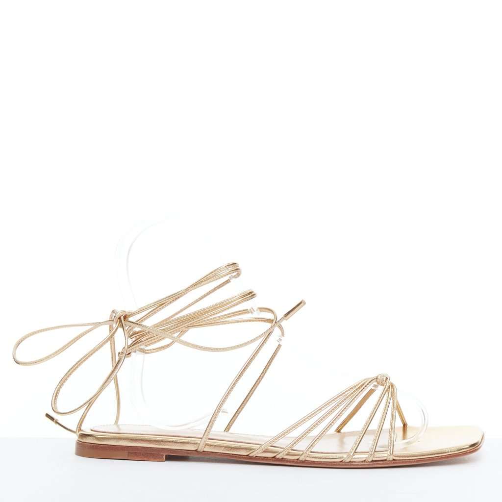 Gianvito Rossi Sylvie Gladiator Sandals Gold Leather Very good condition - Front View