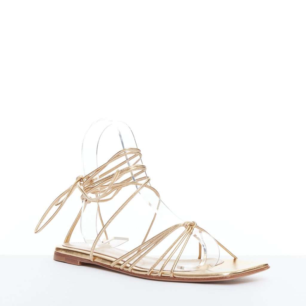 Gianvito Rossi Sylvie Gladiator Sandals Gold Leather Very good condition - Back View