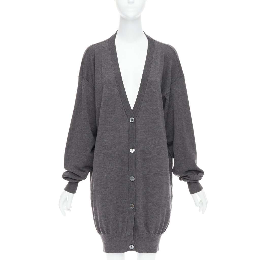 Maison Martin Margiela Oversized Long Cardigan Grey Wool Fair condition - Front View