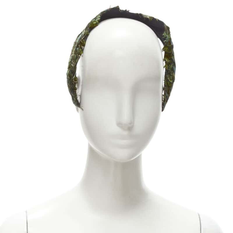 Unsigned Feather Sequin Band Green Never worn - Front View