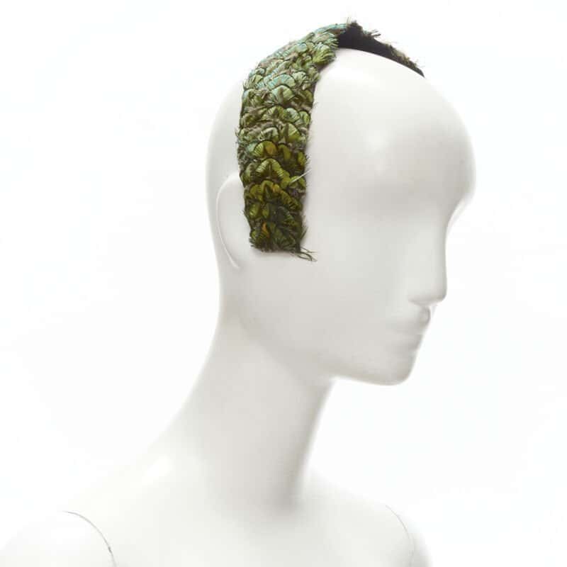 Unsigned Feather Sequin Band Green Never worn - Back View