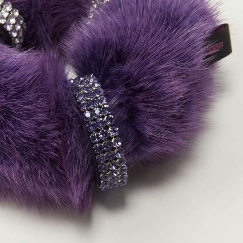 Unsigned Fur Crystal Scrunchie Purple Fur Never worn - Inside View