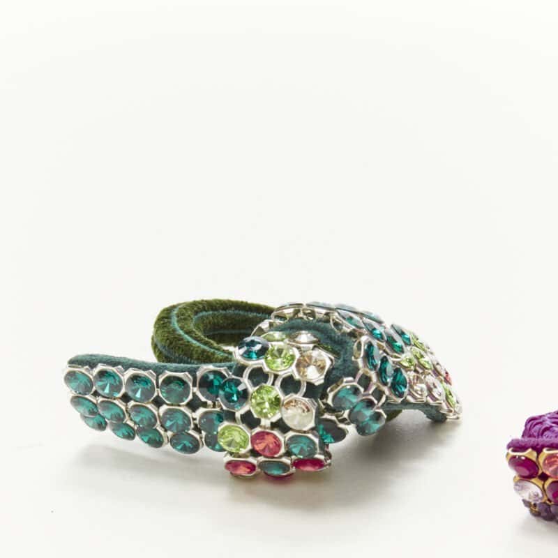 Unsigned Rhinestone Knot Tie MultiColor Suede Never worn - Inside View