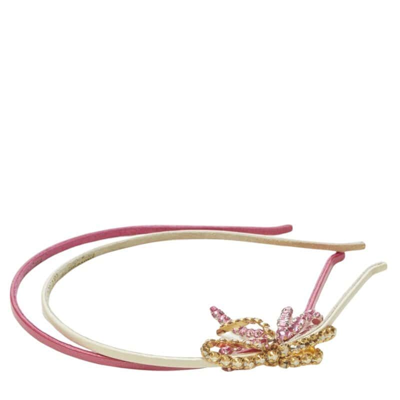 Unsigned Ribbon Bow Headband Pink Leather Very good condition - Front View