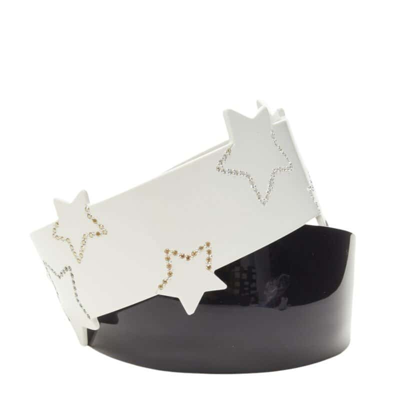 Unsigned Star Acrylic Headband White Plastic Never worn - Front View