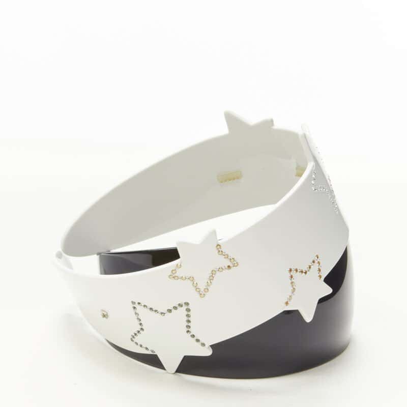 Unsigned Star Acrylic Headband White Plastic Never worn - Inside View