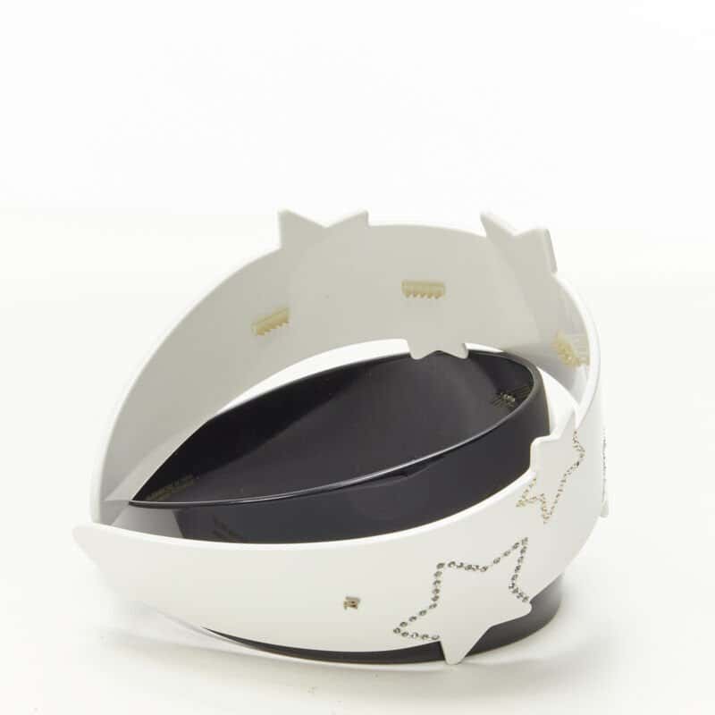 Unsigned Star Acrylic Headband White Plastic Never worn - Model View